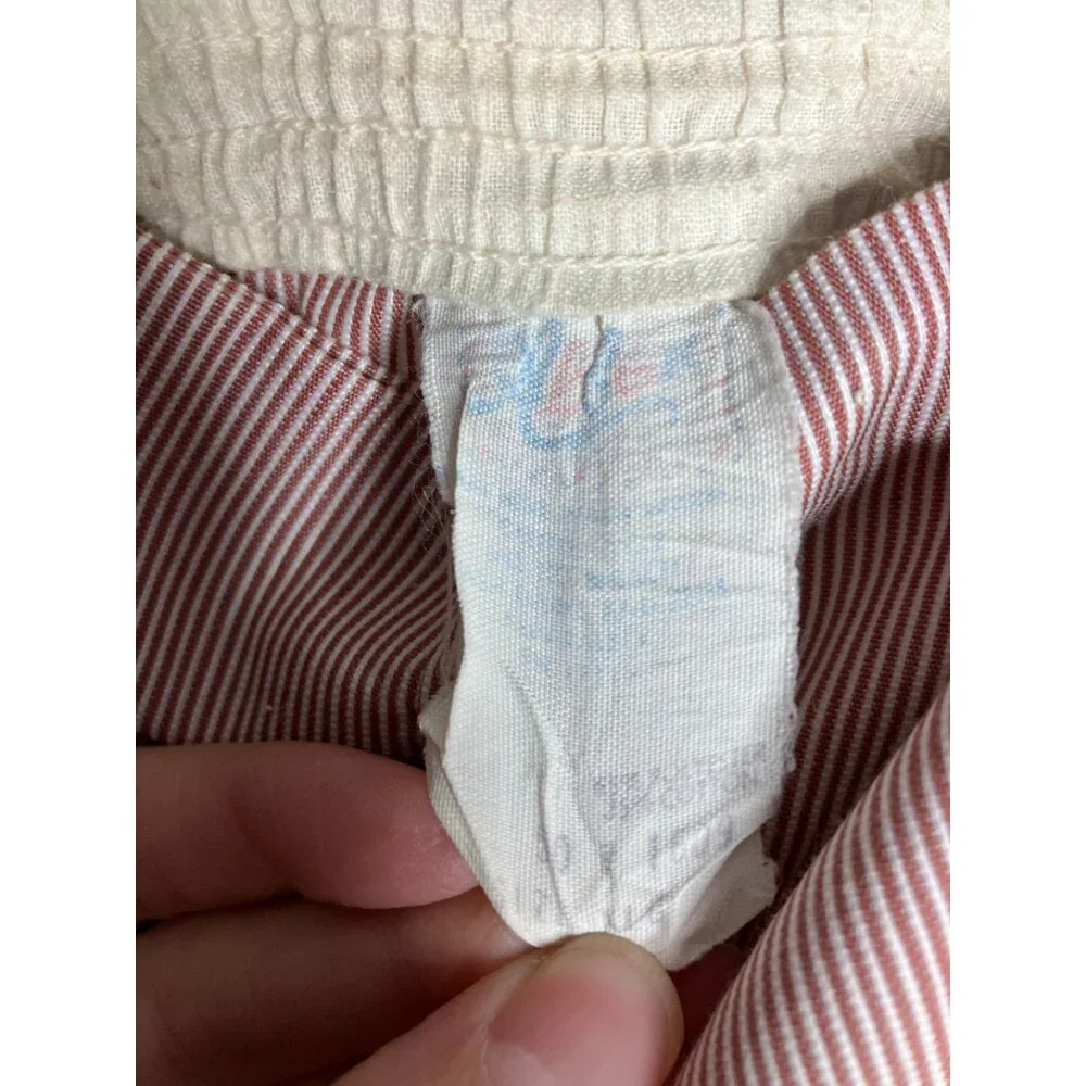 Vintage Baby Overalls Striped Fish Embroidery 2T